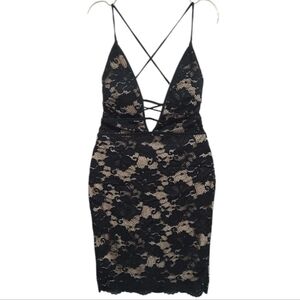 Trac Black and Cream Lace Dress